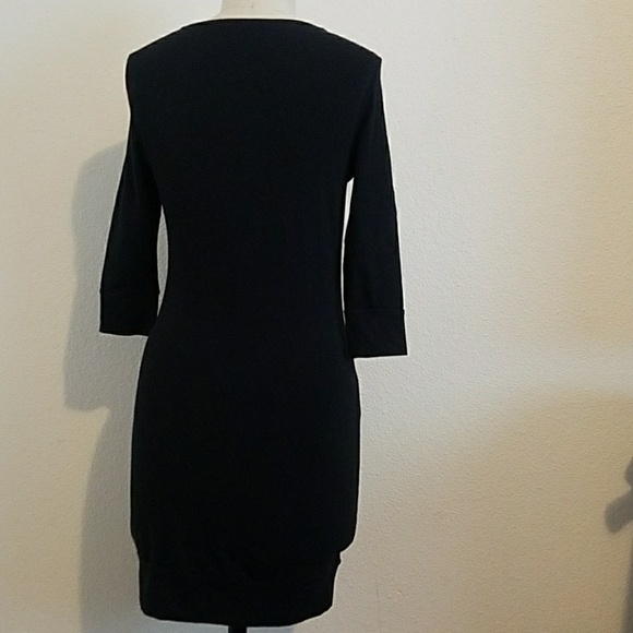 Reiss Black Fitted Stretch Cotton Button Dress - Picture 3 of 8